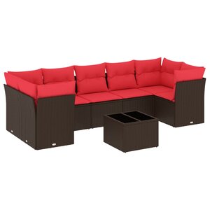 vidaXL Salon de jardin 8 Pièces avec coussins marron résine tressée