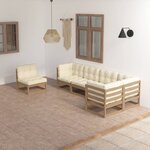 vidaXL Salon de jardin 6 Pièces avec coussins Bois de pin massif
