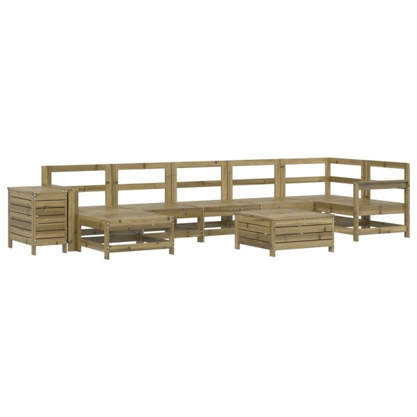 vidaXL Salon de jardin 9 Pièces bois de pin imprégné