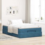 vidaXL Lit ottoman avec matelas bleu foncé 120x190 cm velours