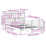 vidaXL Lit bibliothèque sans matelas cire marron 140x200 cm pin massif
