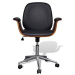 Fauteuil chaise siège de bureau luxe pivotant ergonomique avec accoudoir bois et noir 0502022