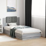 vidaXL Cadre de lit tête de lit et lumières LED sonoma gris 90x190 cm