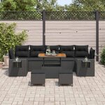 vidaXL Ensemble de canapé de jardin 10 Pièces Noir polyrotin