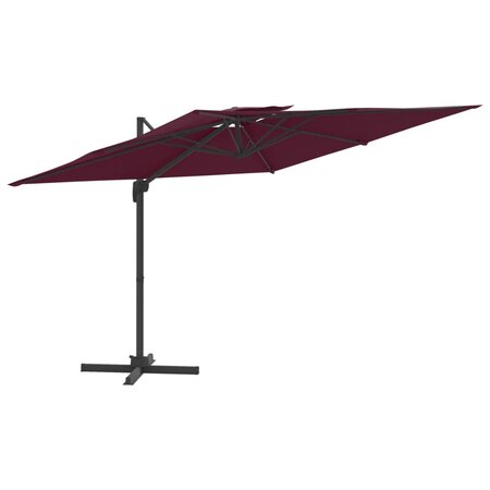 vidaXL Parasol cantilever à double toit Bordeaux Rouge 400x300 cm