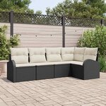 vidaXL Ensemble de canapé de jardin 5 Pièces Noir  blanc Poly rotin