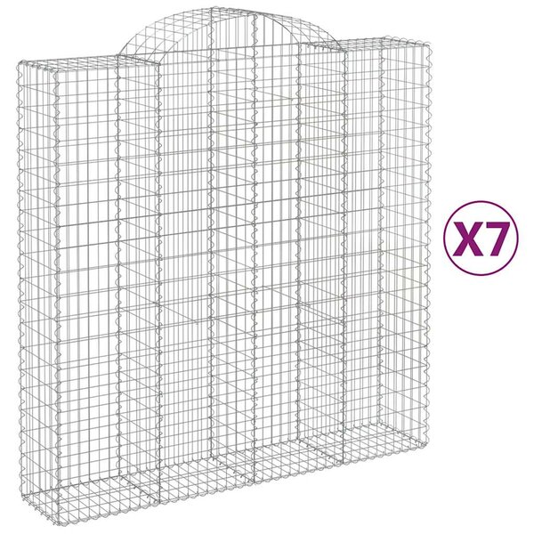 vidaXL Paniers à gabions arqués 7 Pièces 200x50x200/220 cm Fer galvanisé