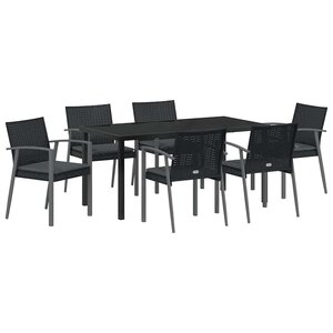 vidaXL Ensemble de salle à manger pour jardin 7 Pièces Noir et gris