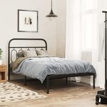 vidaXL Cadre de lit métal sans matelas avec tête de lit noir 107x203cm