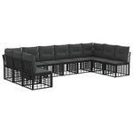 vidaXL Ensemble de canapés d'extérieur Noir Polyester
