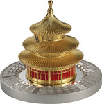 TEMPLE DU Ciel Sculpture 3D Pièce 3 Once Argent 5 Dollars Samoa 2025