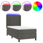 vidaXL Sommier à lattes de lit et matelas et LED Gris foncé 80x200cm