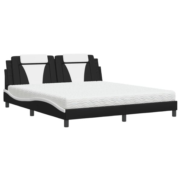 vidaXL Lit Viana avec matelas noir et blanc 180x200 cm similicuir