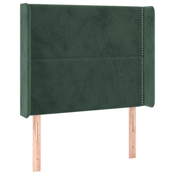 vidaXL Tête de lit avec oreilles Vert foncé 93x16x118/128 cm Velours