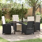 Ensemble repas jardin vidaXL 5 pièces avec coussins Noir Poly Rotin