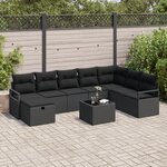 vidaXL Ensemble de canapé de jardin 8 Pièces Noir Poly rotin