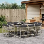 vidaXL Ensemble à manger de jardin 11Pièces avec coussins gris poly rotin
