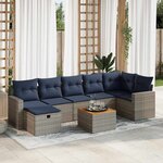 vidaXL Salon de jardin 8 Pièces avec coussins gris résine tressée