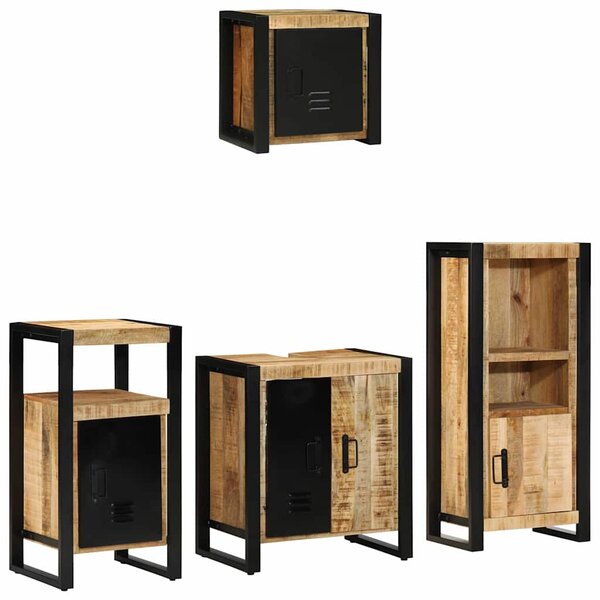 vidaXL Ensemble de mobilier de salle de bain avec étagère 4 Pièces