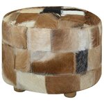 vidaXL Pouf cuir de chèvre Rond 50 x 50 x 45 cm