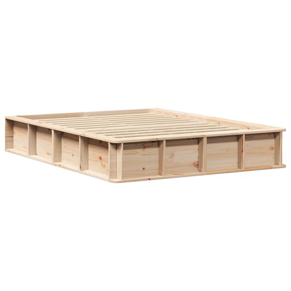 vidaXL Cadre de lit Marron 140 x 190 cm Bois massif en pin