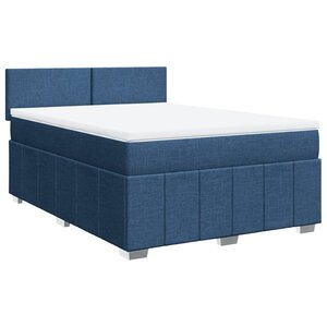 vidaXL Sommier à lattes de lit avec matelas Bleu 160x200 cm Tissu