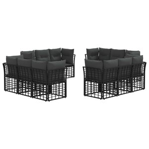 vidaXL Ensemble de canapés d'extérieur Noir Polyester
