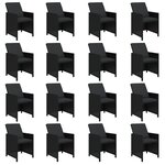 vidaXL Ensemble à dîner de jardin coussins 17 Pièces Noir Résine tressée