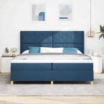 vidaXL Lit à ressorts avec matelas Bleu 200 x 200 cm tissu