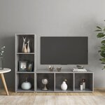 vidaXL Meubles TV 2 Pièces Gris béton 107x35x37 cm Aggloméré