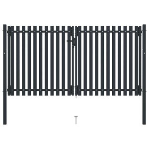 vidaXL Portail de clôture à double porte Acier 306x220 cm Anthracite