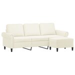 vidaXL Canapé à 3 places avec repose-pieds Crème 180 cm Velours