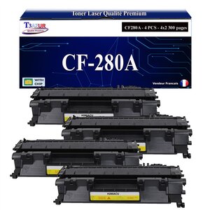 T3AZUR -4x Toners compatibles avec HP CF280A (80A) pour HP Laserjet Pro 400 M401  M401A  M401D  M401DN  M401DW  M401N  MFP M425DN  M425DW