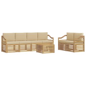 vidaXL Ensemble de canapés d'extérieur 7 Pièces Blanc et Beige Polyester