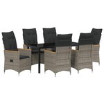 vidaXL Ensemble de salle à manger pour jardin 7 Pièces Gris Poly rotin