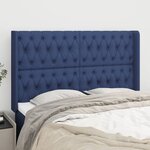 vidaXL Tête de lit avec oreilles Bleu 147x16x118/128 cm Tissu