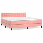 vidaXL Sommier à lattes de lit avec matelas Rose 160x200 cm Velours