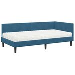 vidaXL Cadre de lit d'angle avec matelas Autre 2 Pièces Bleu Velours