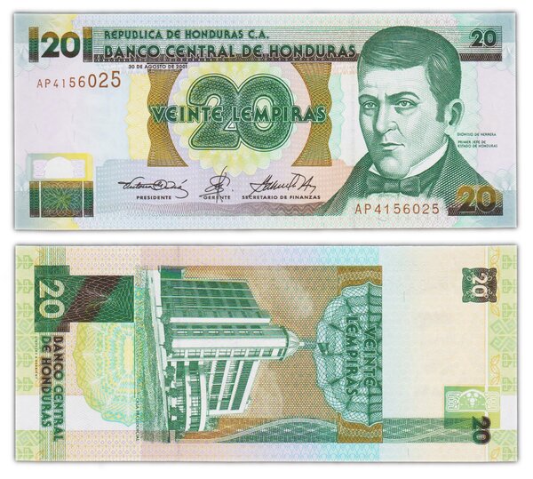 Billet de collection 20 lempiras 2001 honduras - neuf - p87a