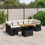 vidaXL Salon de jardin 8 Pièces avec coussins noir résine tressée