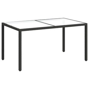 vidaXL Table de jardin 150x90x75cm Verre trempé et résine tressée Noir