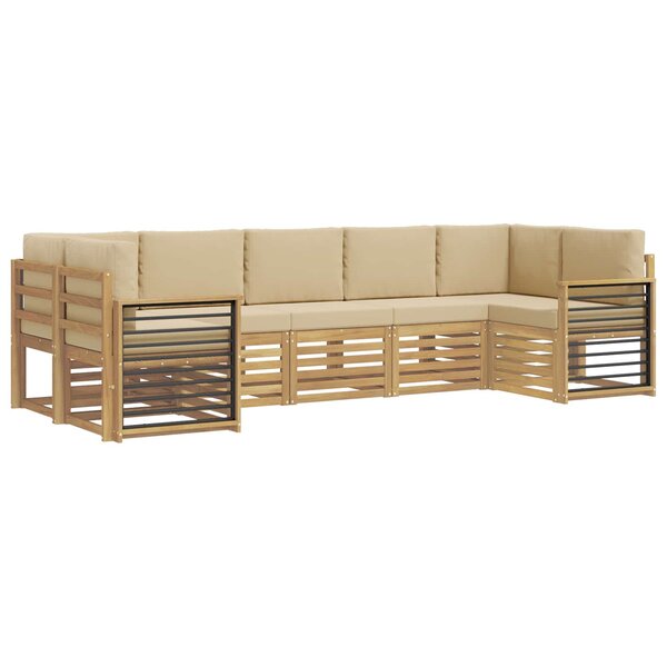 vidaXL Ensemble de canapés d'extérieur 7 pc Blanc et Beige Polyester