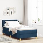 Lit Box Spring avec Matelas - Bleu - 90x190 cm - Tissu