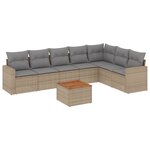 vidaXL Salon de jardin avec coussins 8Pièces mélange beige résine tressée