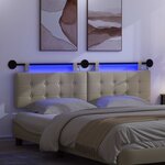 vidaXL Tête de lit suspendue Avec lumière LED Crème Simili cuir