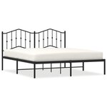 vidaXL Cadre de lit métal avec tête de lit noir 180x200 cm