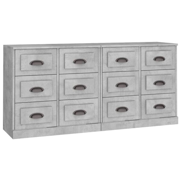 vidaXL Buffets 2 Pièces gris béton bois d'ingénierie