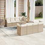 vidaXL Salon de jardin avec coussins 9 Pièces beige résine tressée