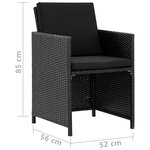 vidaXL Ensemble à manger d'extérieur 9Pièces coussins résine tressée noir