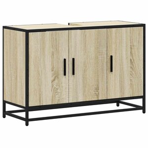 vidaXL Meuble de salle de bain avec lavabo Chêne Sonoma 90 x 33 x 60 cm Bois d'ingénierie